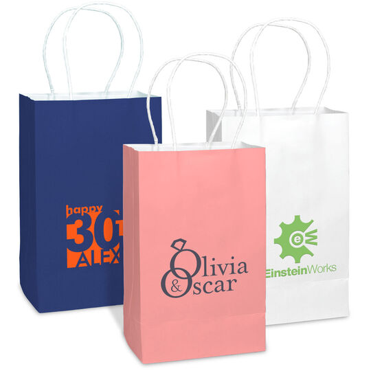 Custom Medium Twisted Handled Bags with Your 1-Color Artwork